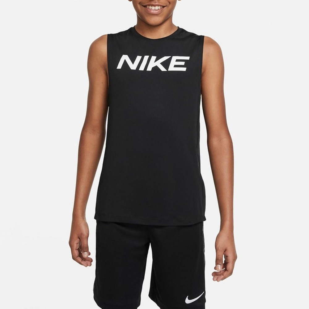 Nike Pro Black Tank Top with White Logo
